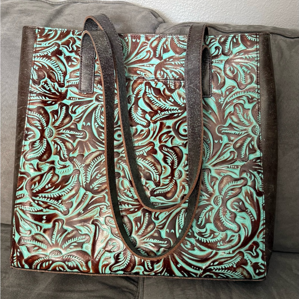 Patricia Nash Tooled Turquoise Viana Tote